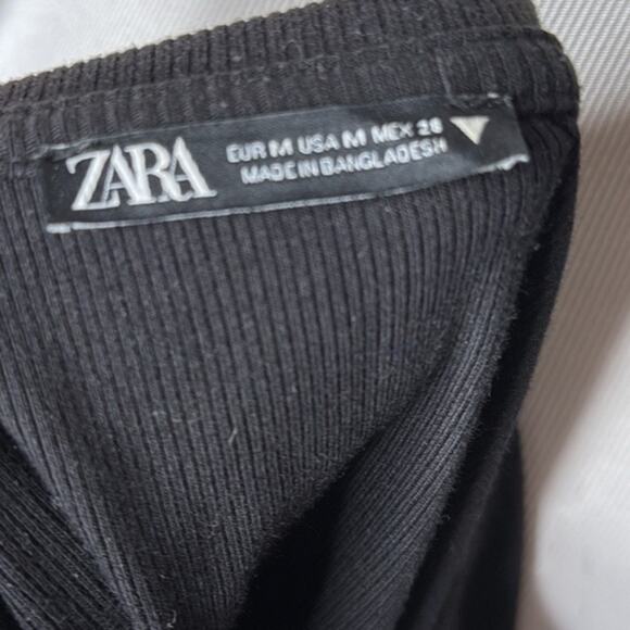 Zara Black Ruched Sides Mini Dress - Picture 4 of 7